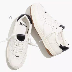 NIB Madewell Court Sneakers in White and Black Leather, size 7M
